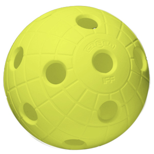 Мяч для флорбола Кратер, неоновый жёлтый