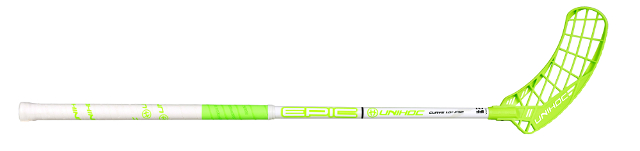 (арт. 20227) Клюшка для флорбола Unihoc EPIC Curve 1.0; 32mm white/neon green 87см.
