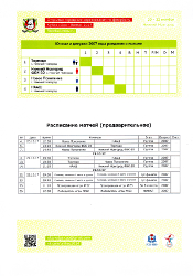 Предварительное расписание (Юноши и девушки 2007 года рождения и моложе)