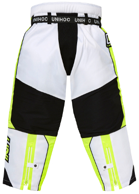 Штаны Goalie Pants Unihoc OPTIMA white/neon yellow, вмд со спины