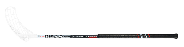 (арт. 21653) Клюшка для флорбола Unihoc EPIC Composite 26mm black/white 100cm, вид с обратной стороны